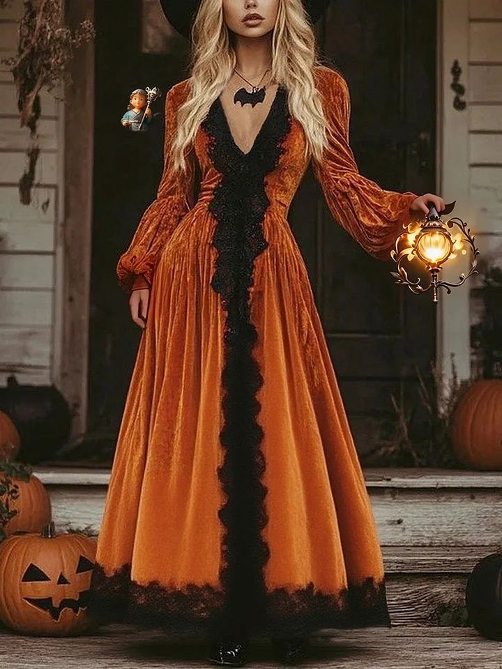 Inspiration déguisement : sorcière en velours orange et noir