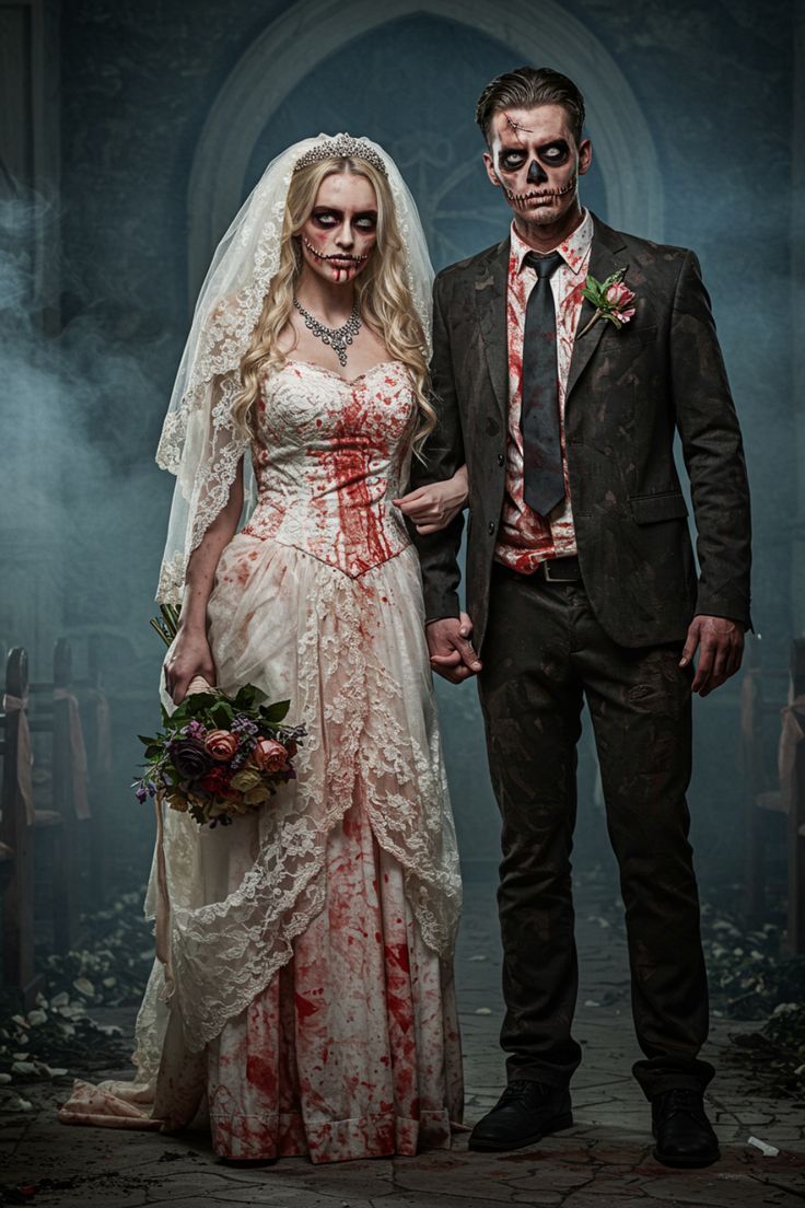 Inspiration déguisement couple : mariés zombies